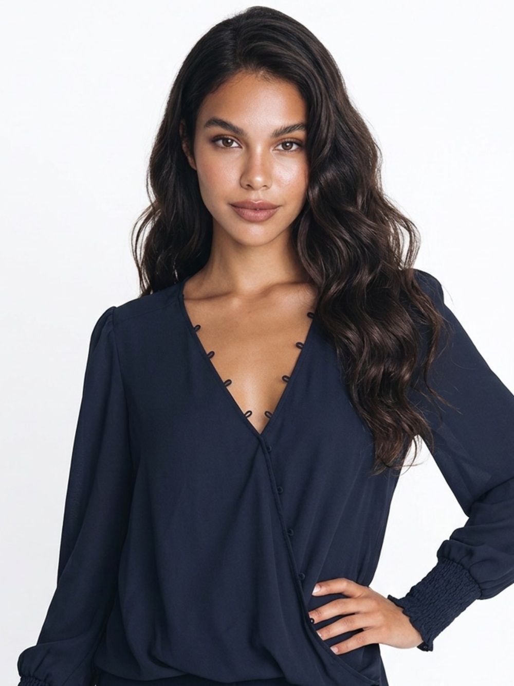L’AGENCE | Black Faux Wrap Blouse Women’s Size Medium